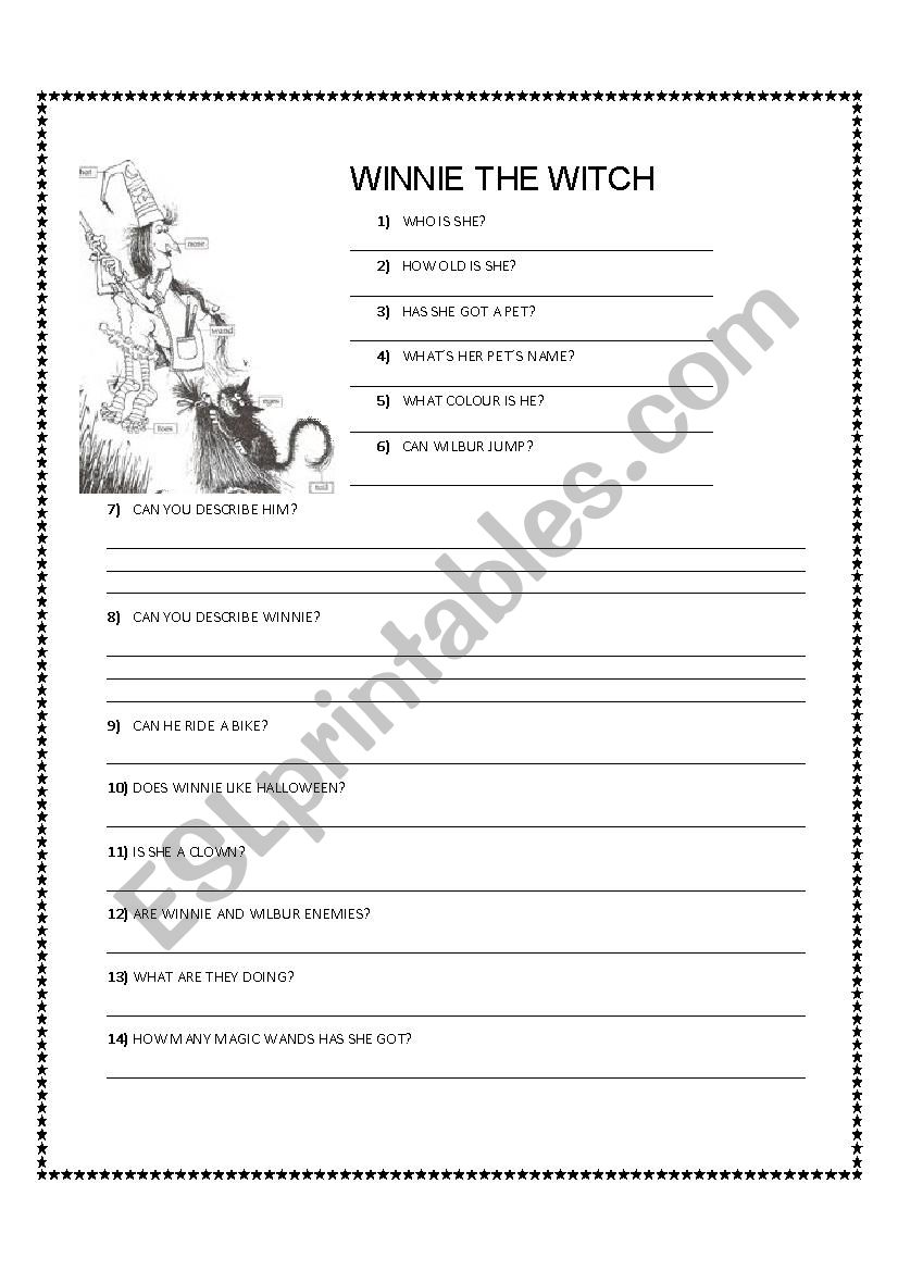 Winnie the witch worksheet