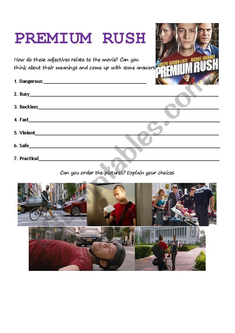 Premium Rush worksheet