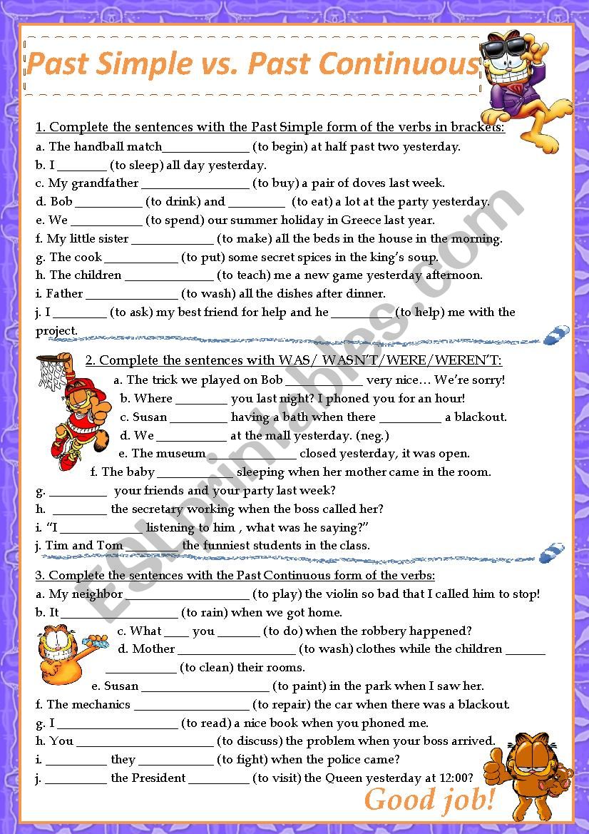 Past Simple vs. Past Continuous - ESL worksheet by Catalina Sorina