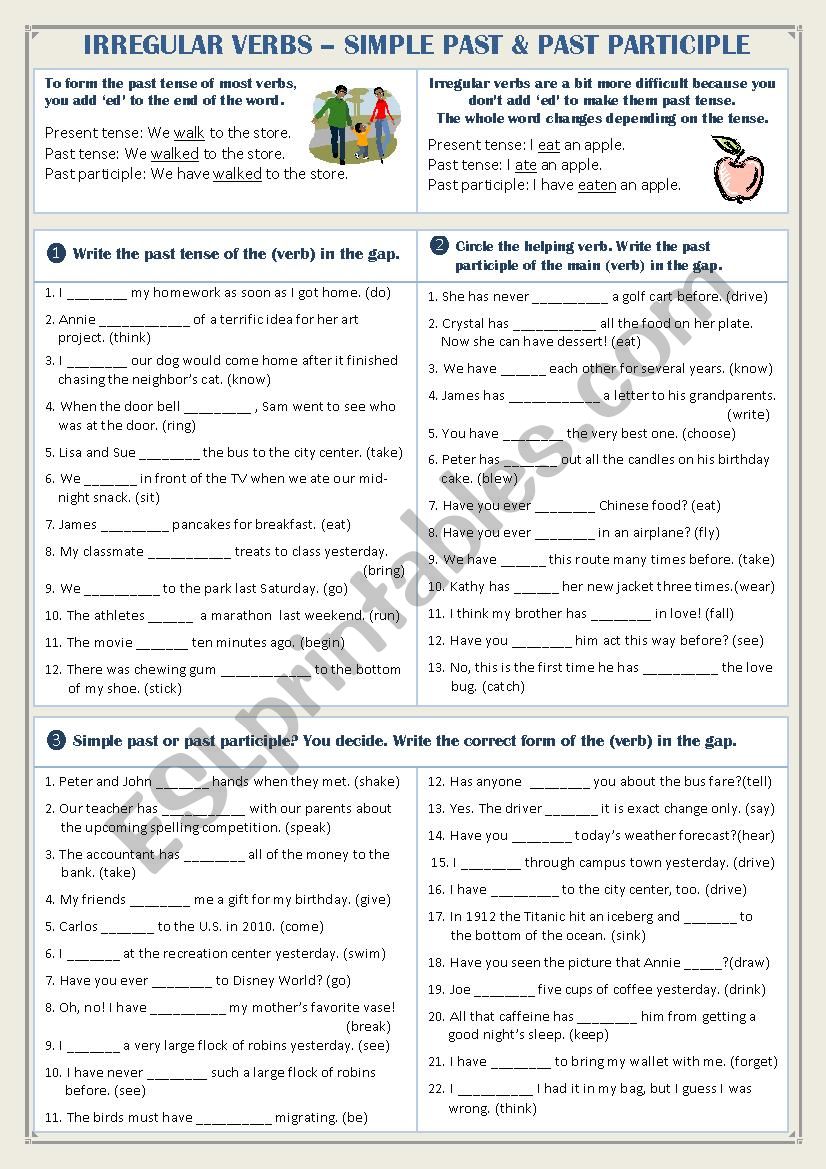 Irregular Verbs Past Simple And Past Participle Exercises Pdf Images