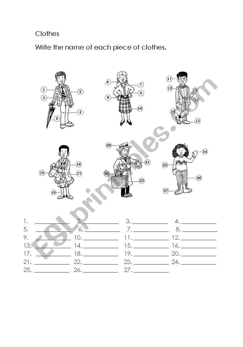 Nouns / Clothes worksheet