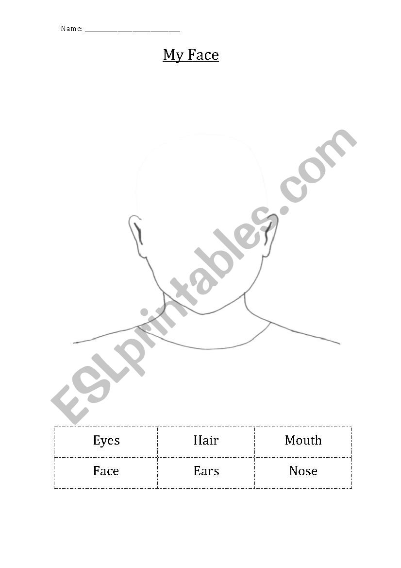 My Face worksheet