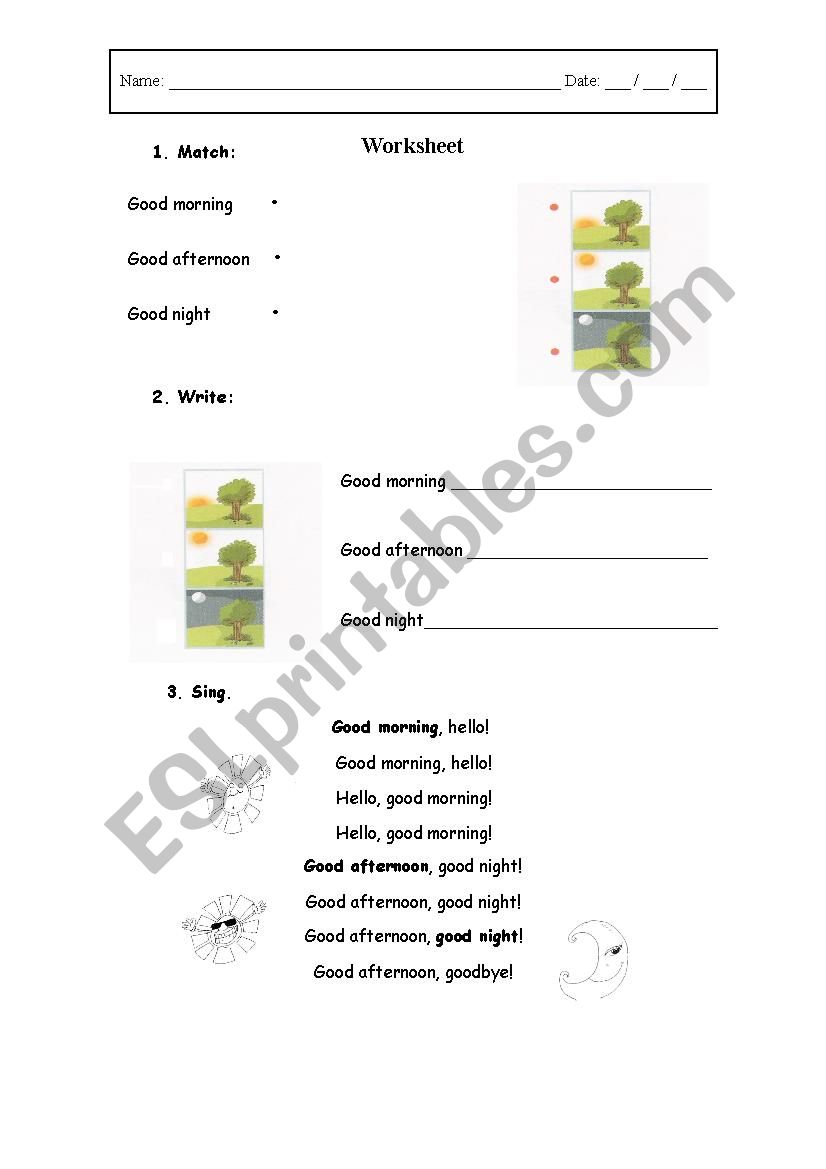 Greetings and farewells worksheet