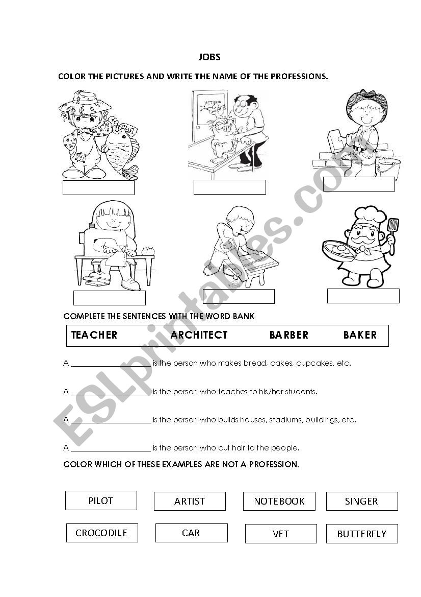 Jobs worksheet