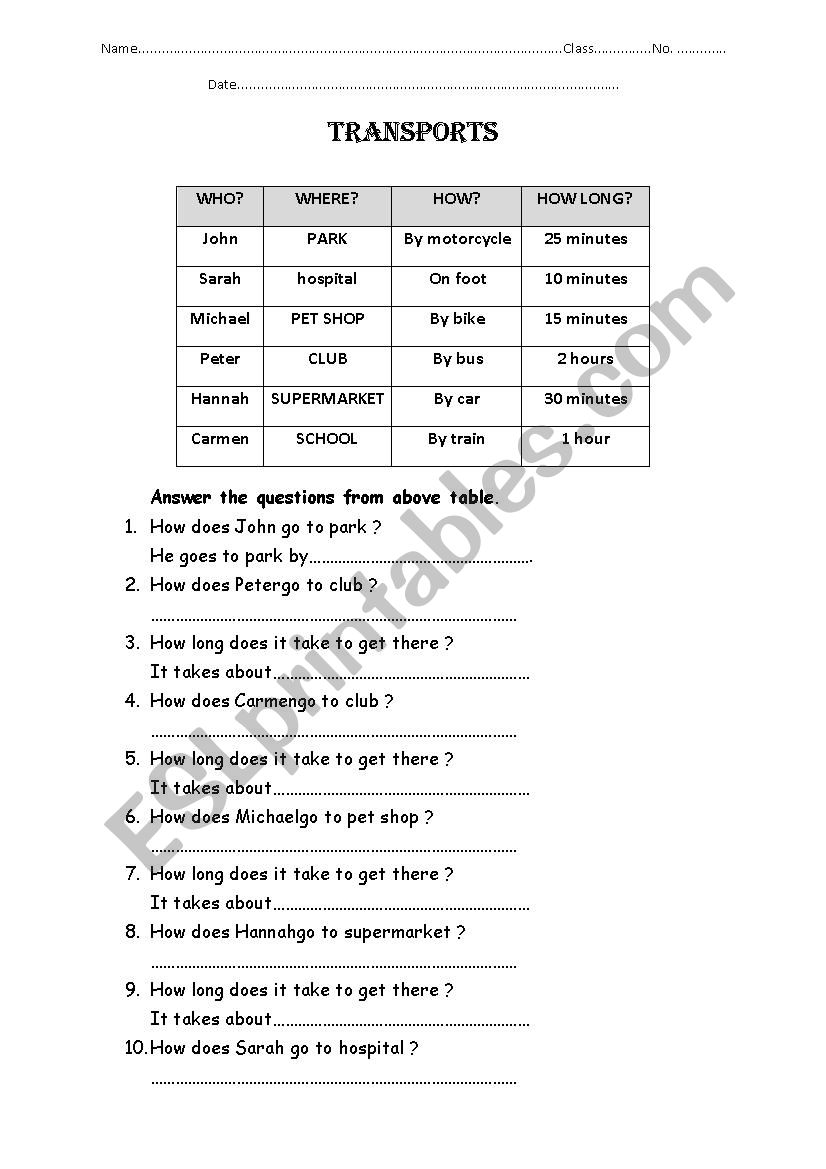 who worksheet