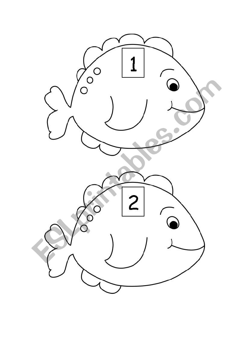 numbered black and white fish worksheet