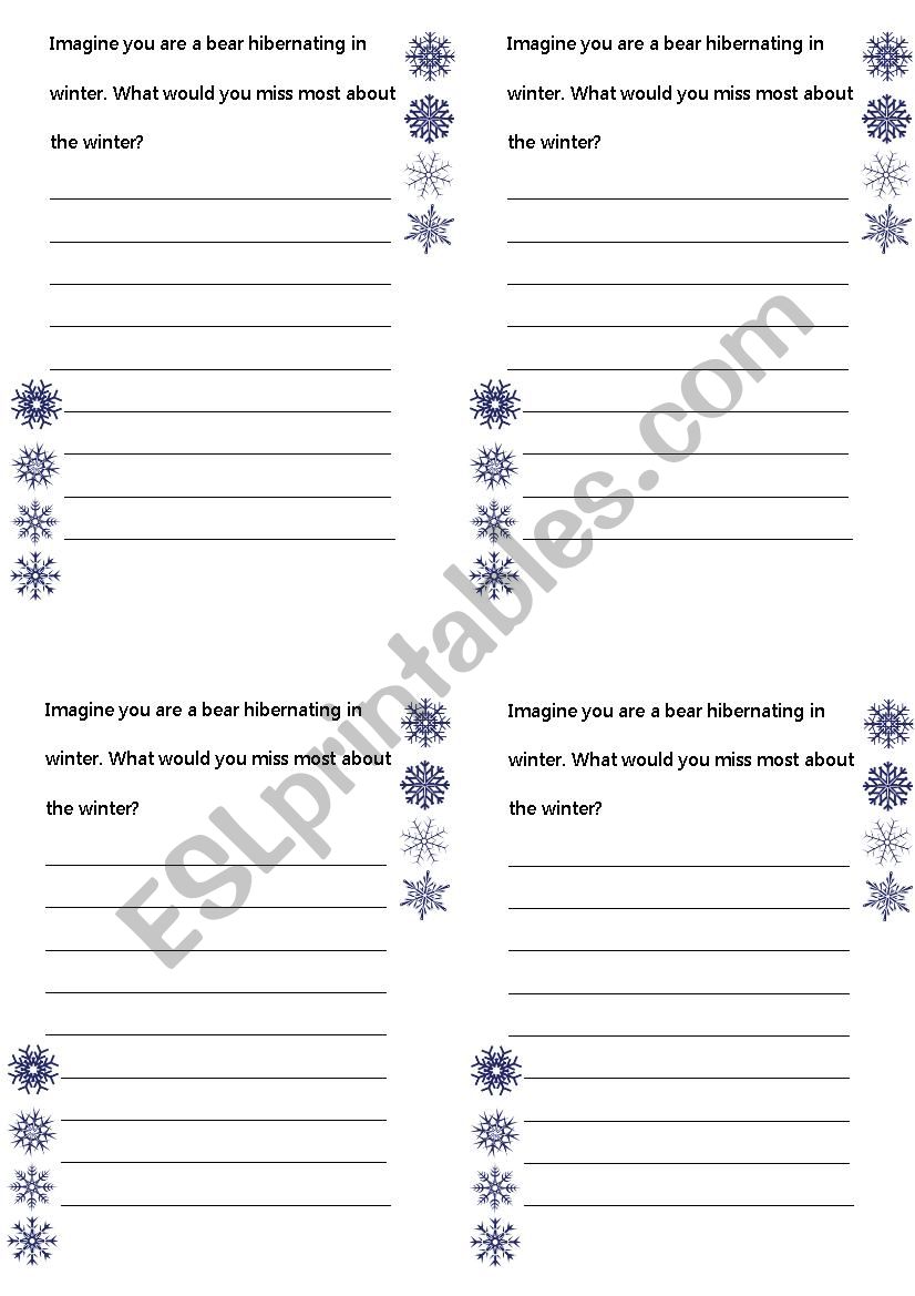 Hibernation Activity worksheet