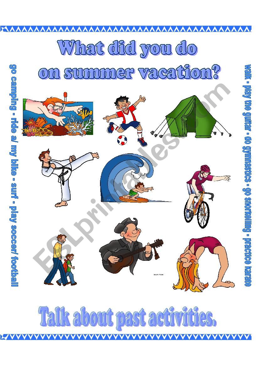 Summer Vacation Activities ESL Worksheet By Melissab