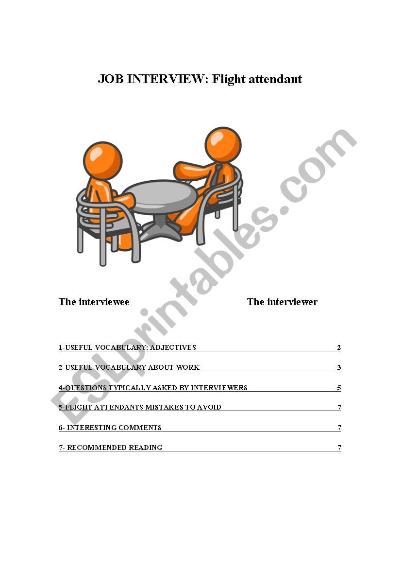 Job interview worksheet