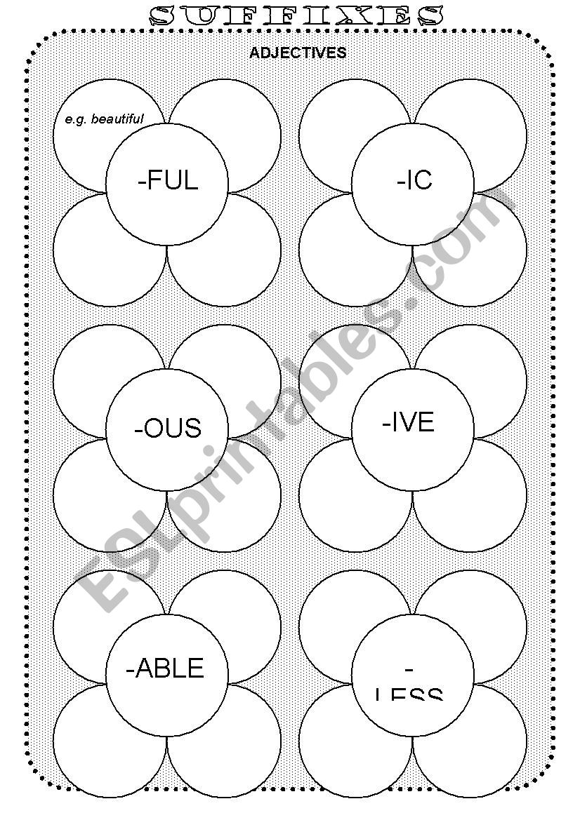 Suffixes flowers worksheet