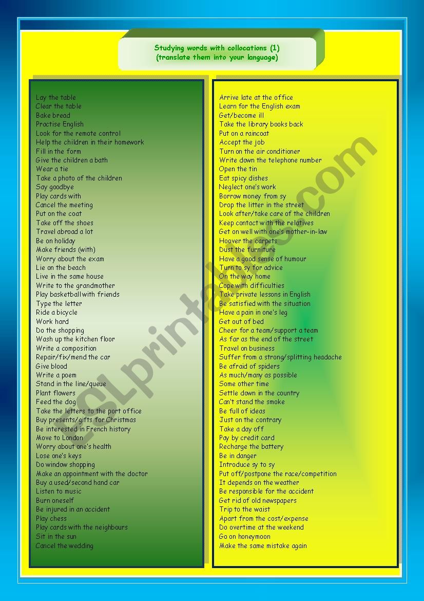 Studying words with collocations (1)