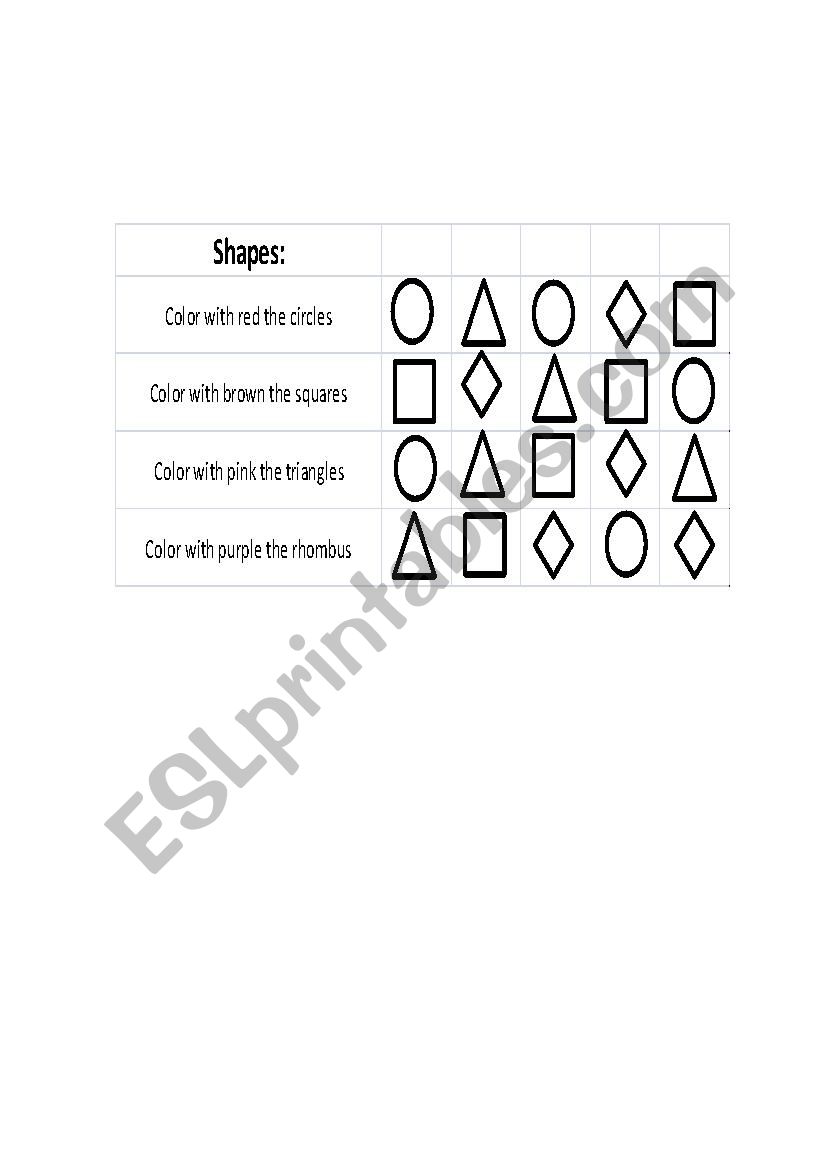 Shapes: Circle, Square and Triangle. - ESL worksheet by LuisRodri
