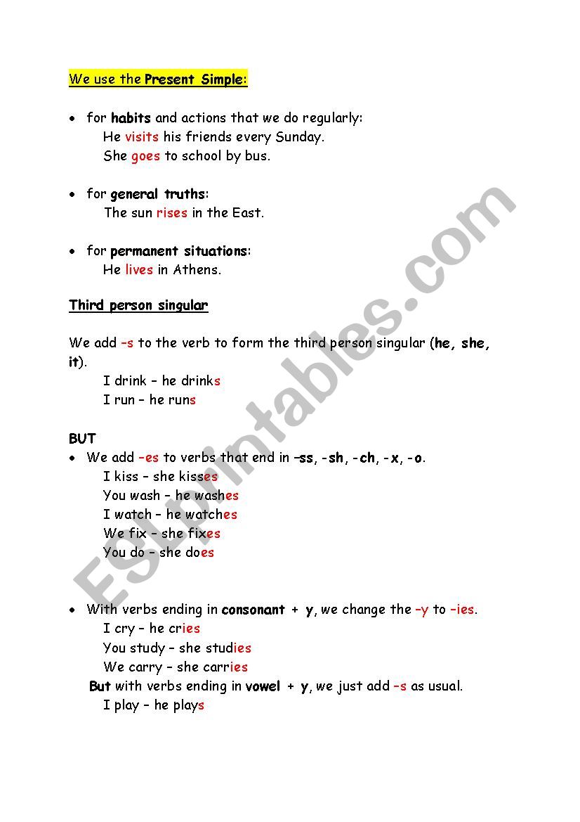 present simple worksheet