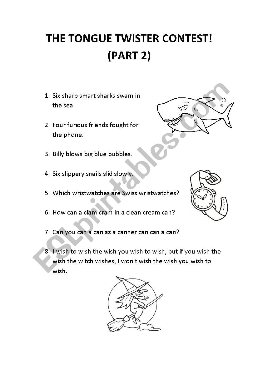 The Tongue Twister Contest worksheet