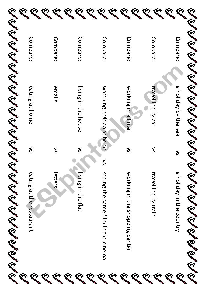 Compare worksheet