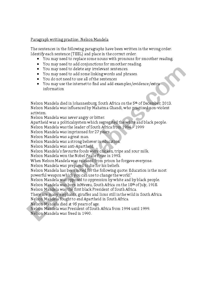 Paragraph  writing practice worksheet