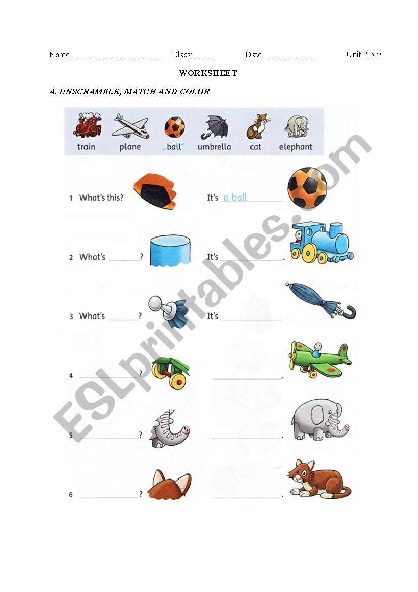 toys worksheet