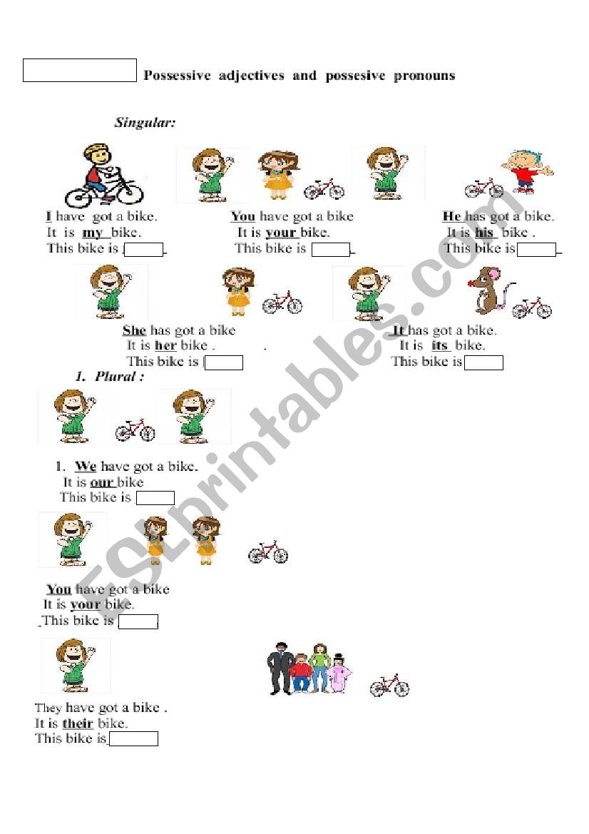 Possessive pronouns worksheet