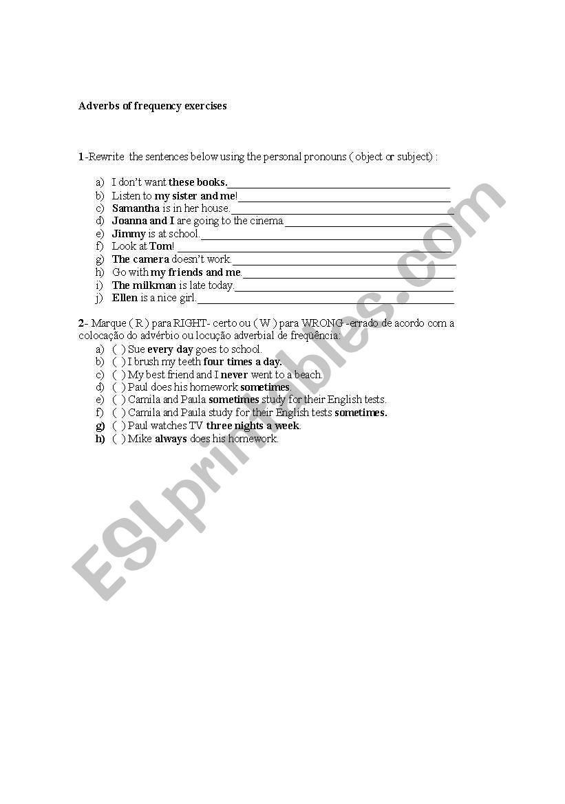 adverbs of frequency worksheet