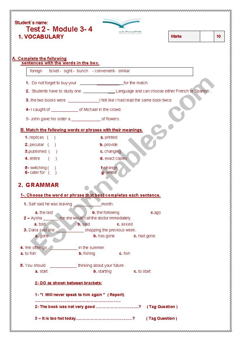 QUIZ worksheet