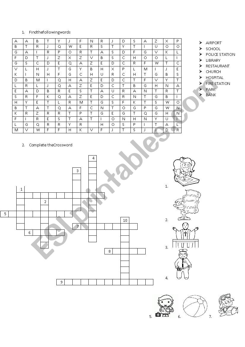 places in my town worksheet