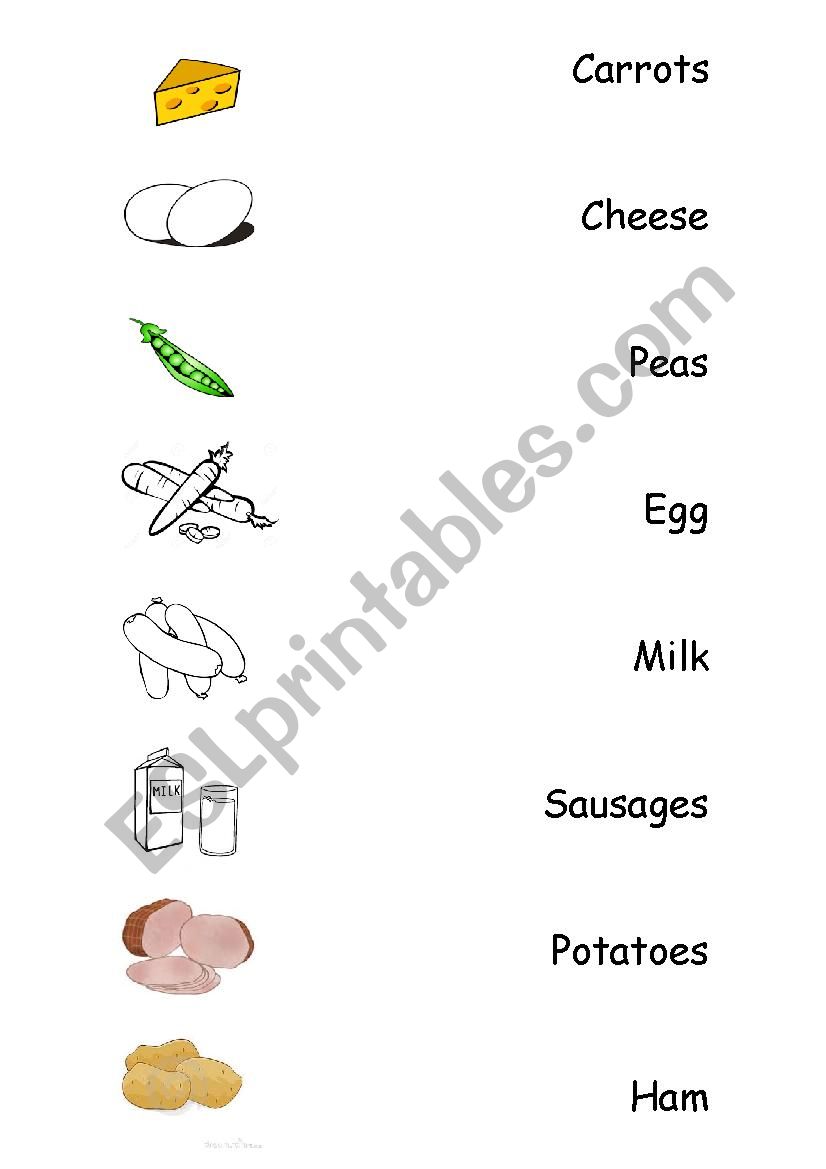 Match food worksheet