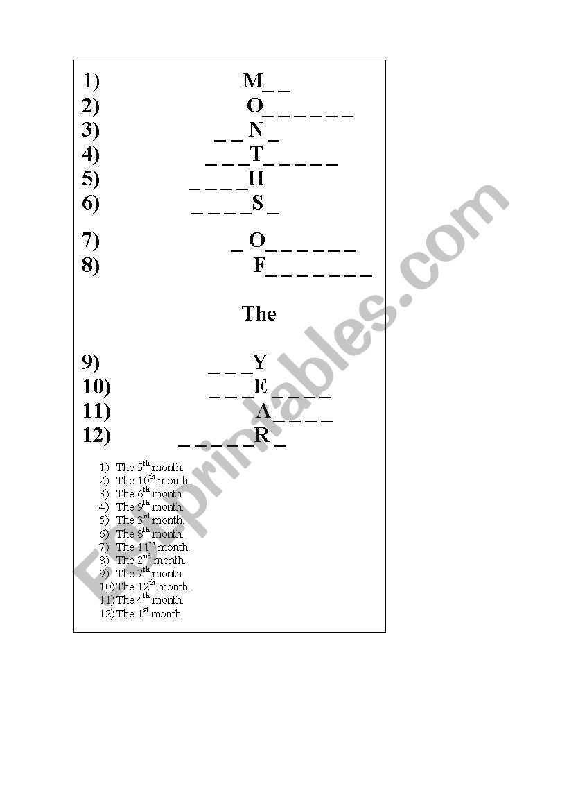 crossword worksheet