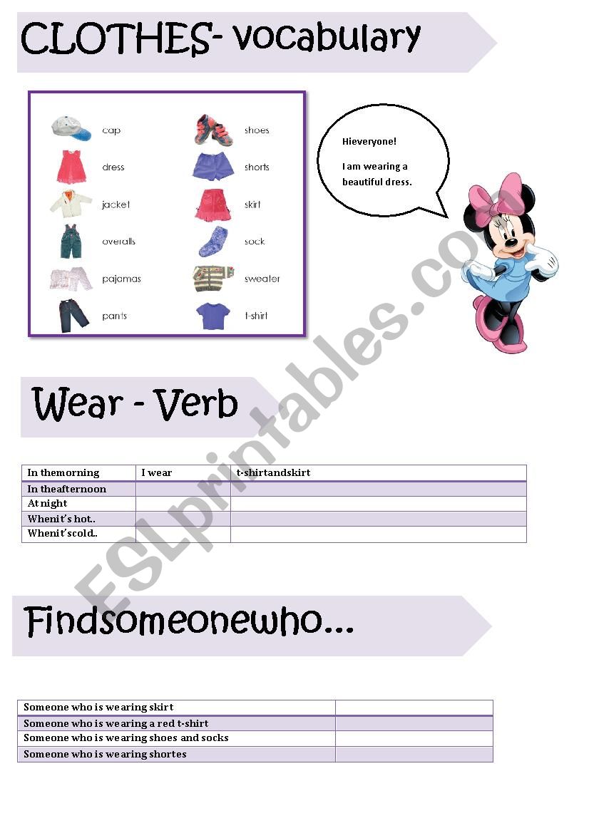 Clothes worksheet