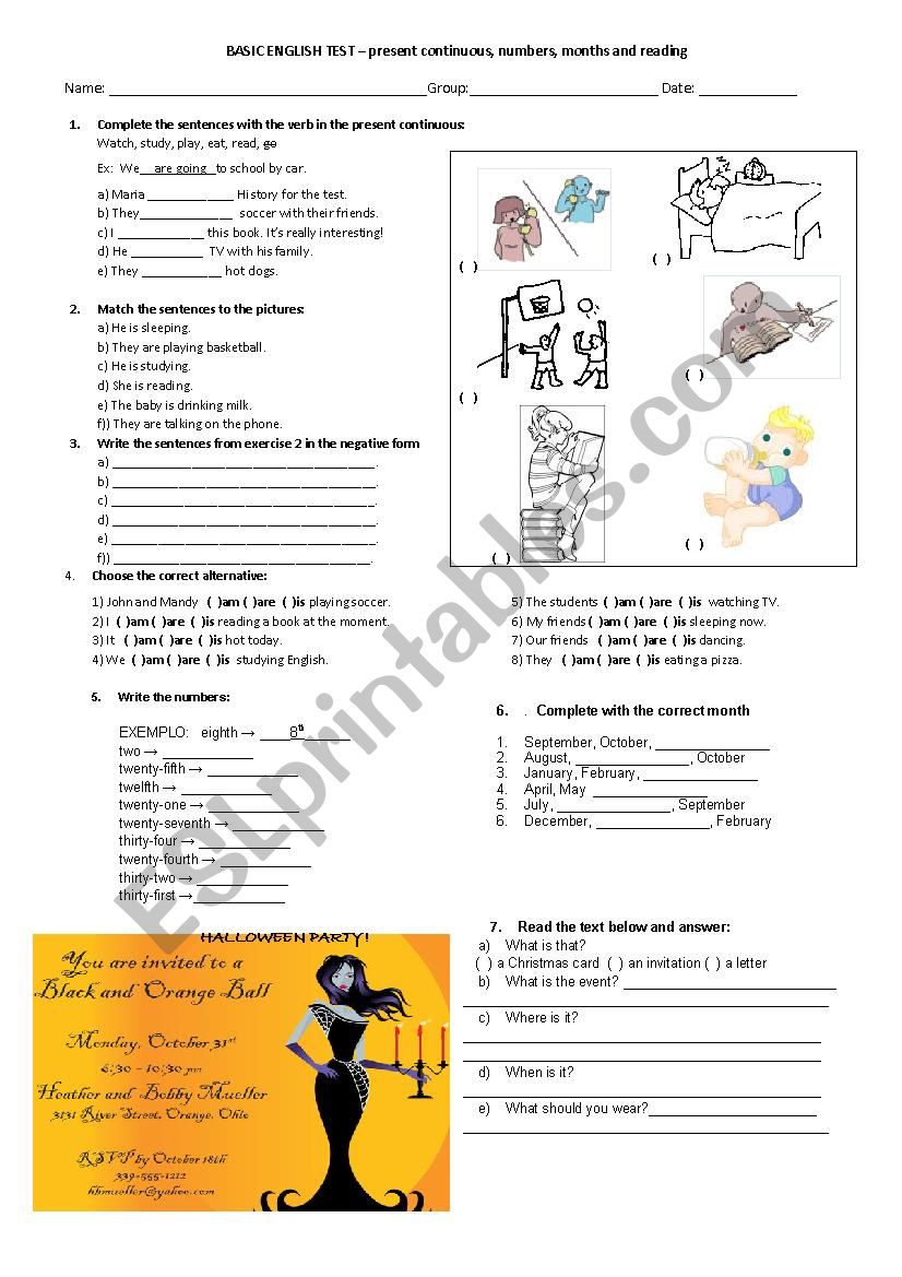 BASIC ENGLISH TEST ESL Worksheet By Leticiapd