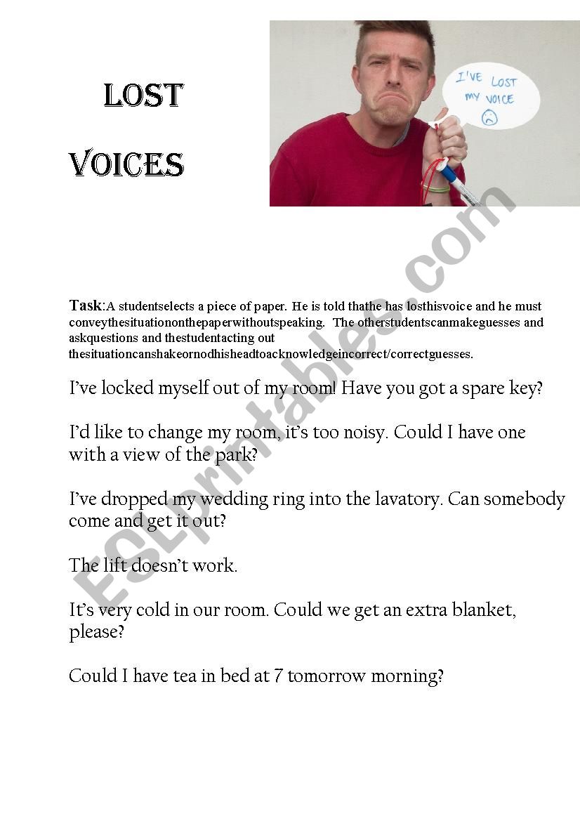 Lost Voices worksheet