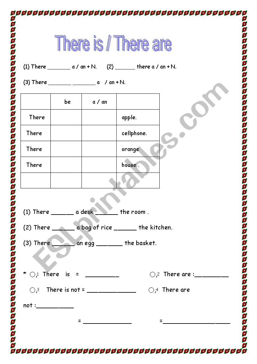 There  is   &  There  are   worksheet