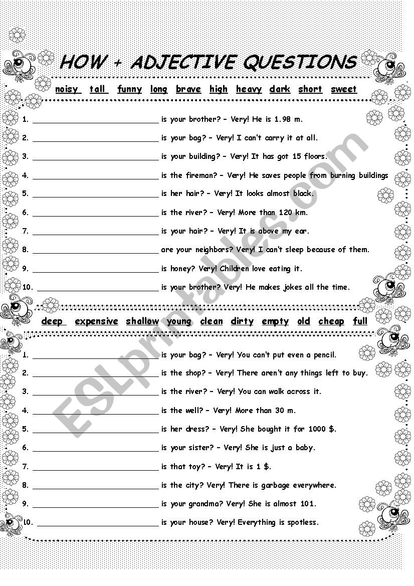 How Adjective Questions ESL Worksheet By Snowflake33