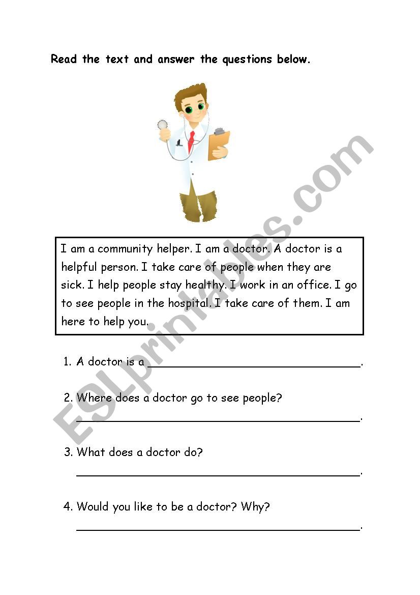 Occupation (doctor) worksheet