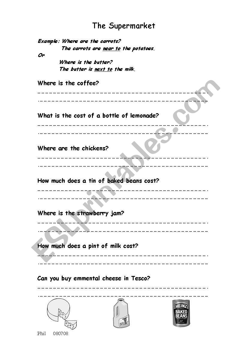 The Supermarket worksheet