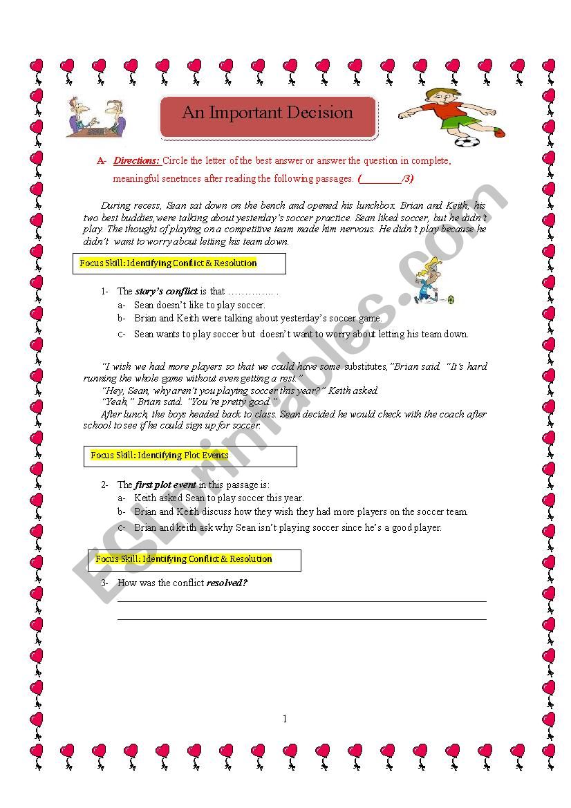 Test about an important decision - ESL worksheet by Maysam 123