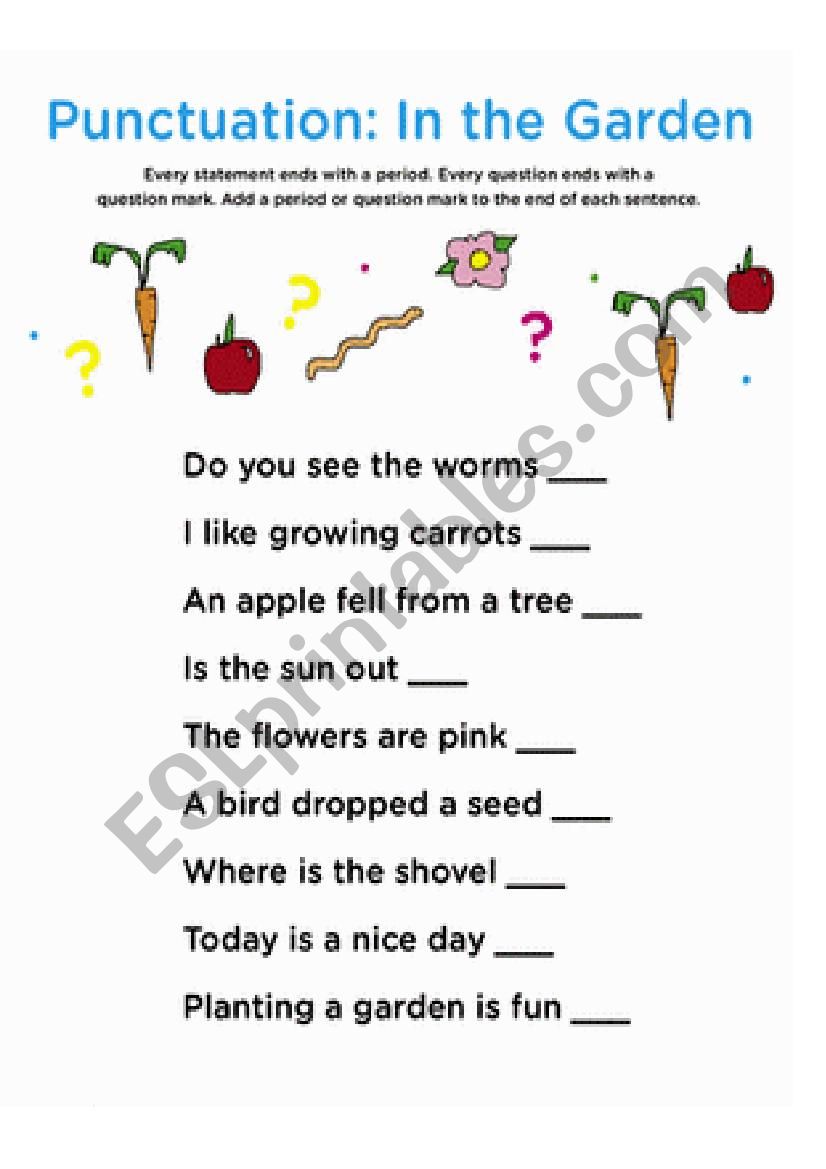 Punctuation In the Garden worksheet