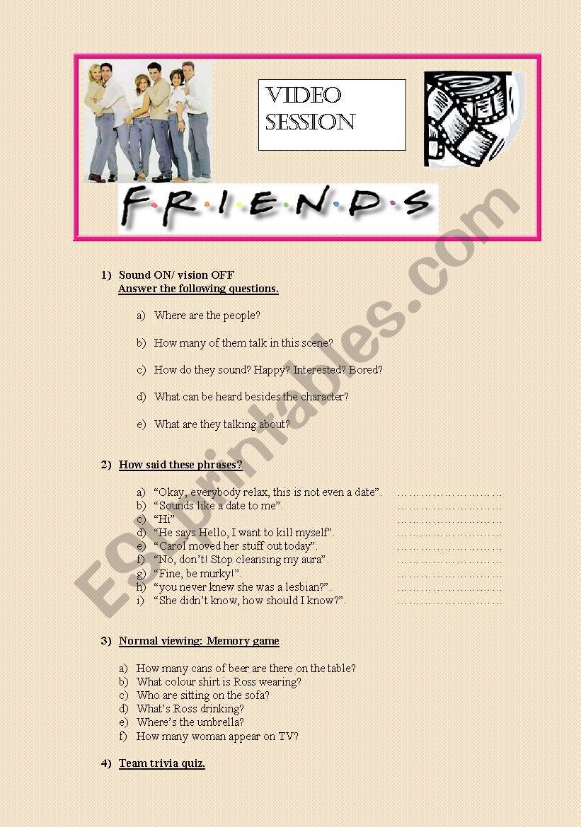 Friends - 1 episode. worksheet