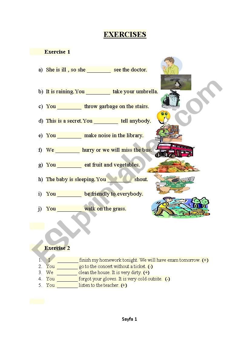 MUST / MUSTN´T EXERCÝSES - ESL worksheet by country