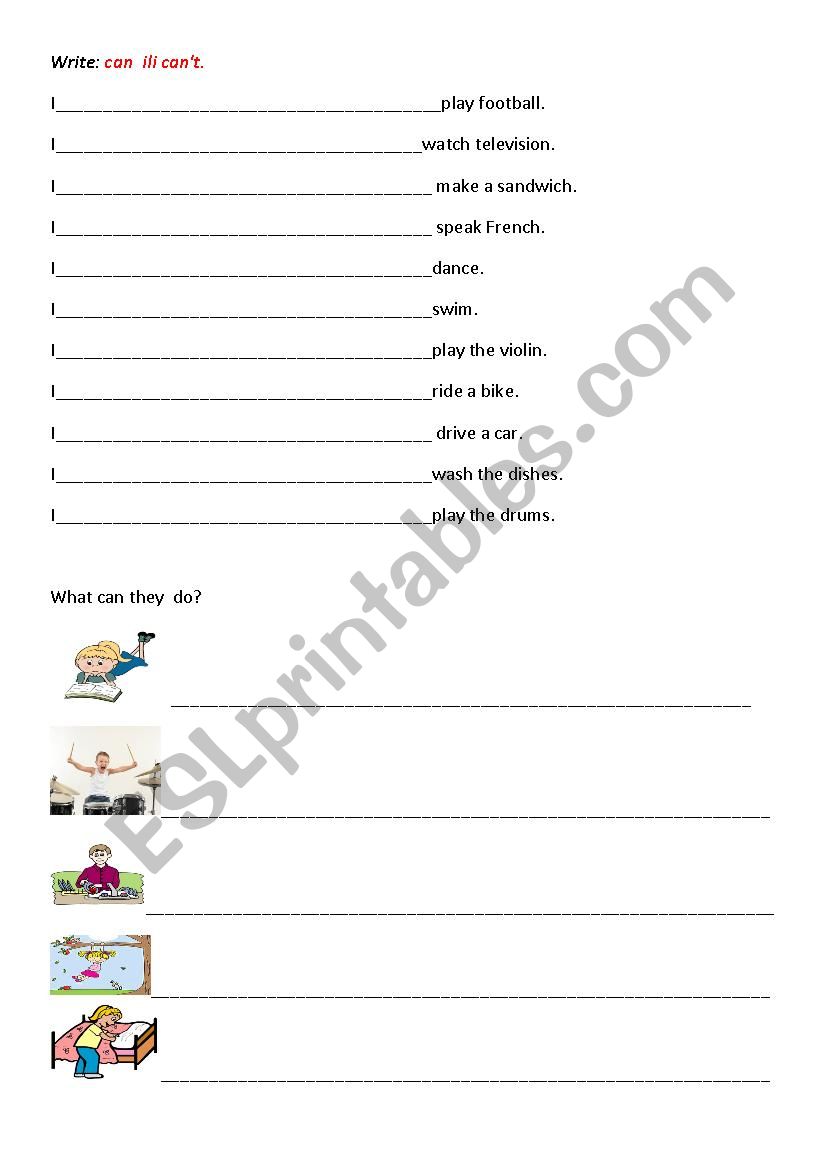 CAN or CAN´T - ESL worksheet by rmehkek