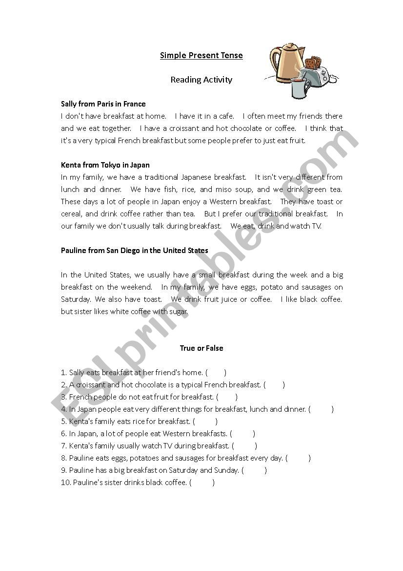 Simple Present Tense Practice worksheet