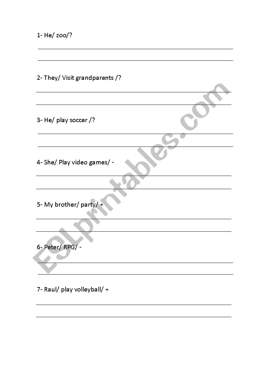 Sentences exercises worksheet
