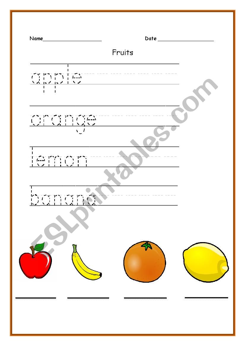Fruit Label and Writing Practice