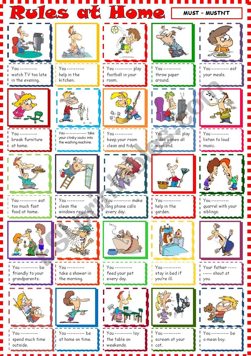 Rules At Home With Must Or Mustn´t - ESL Worksheet By Krümel