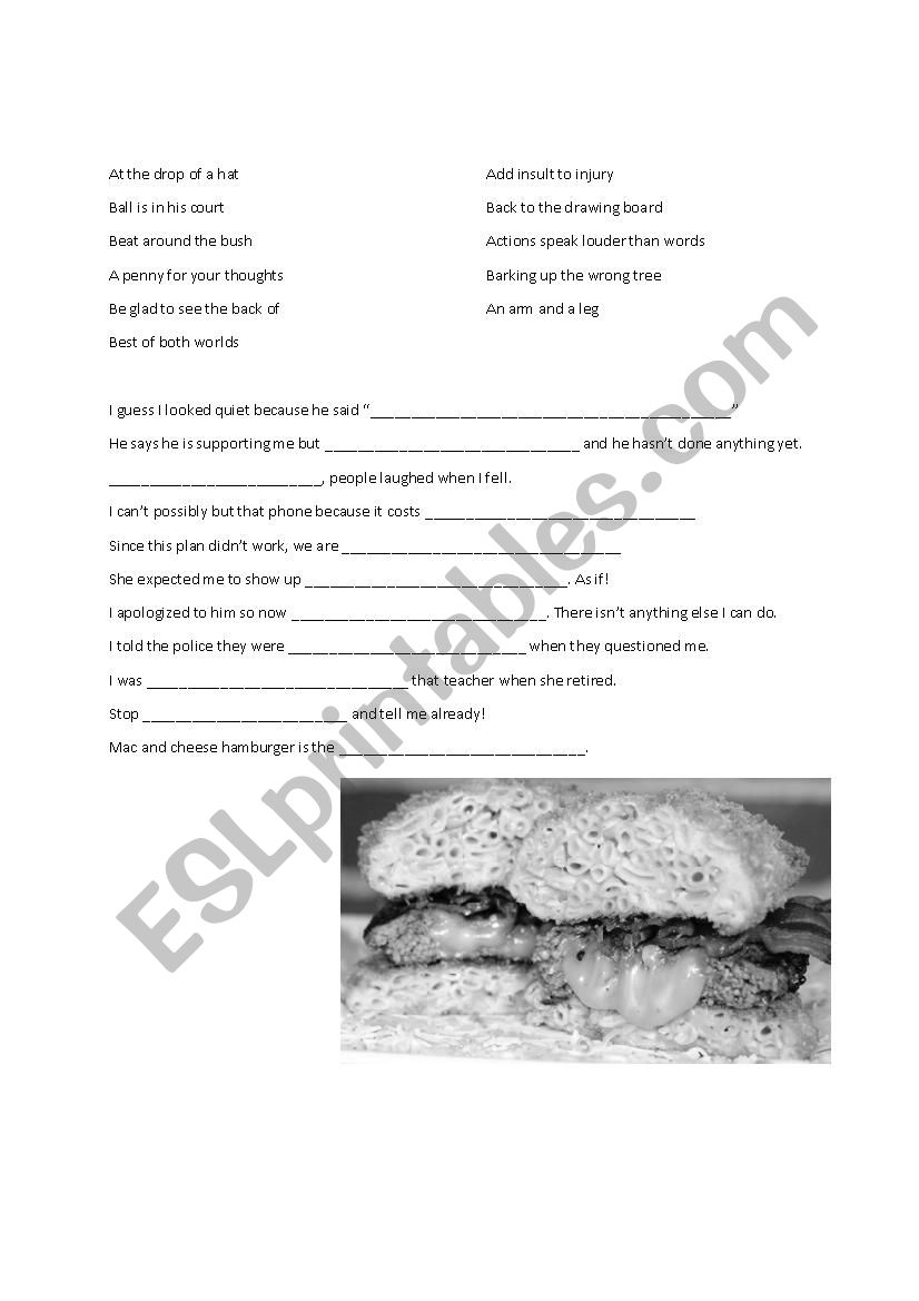 Idioms- Fill in worksheet