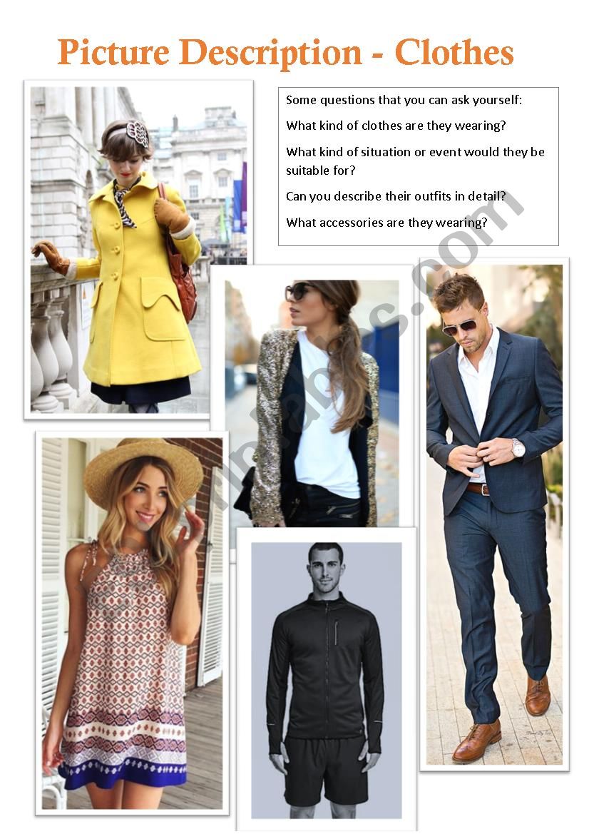 Picture Description Clothes ESL Worksheet By Rocmarfer