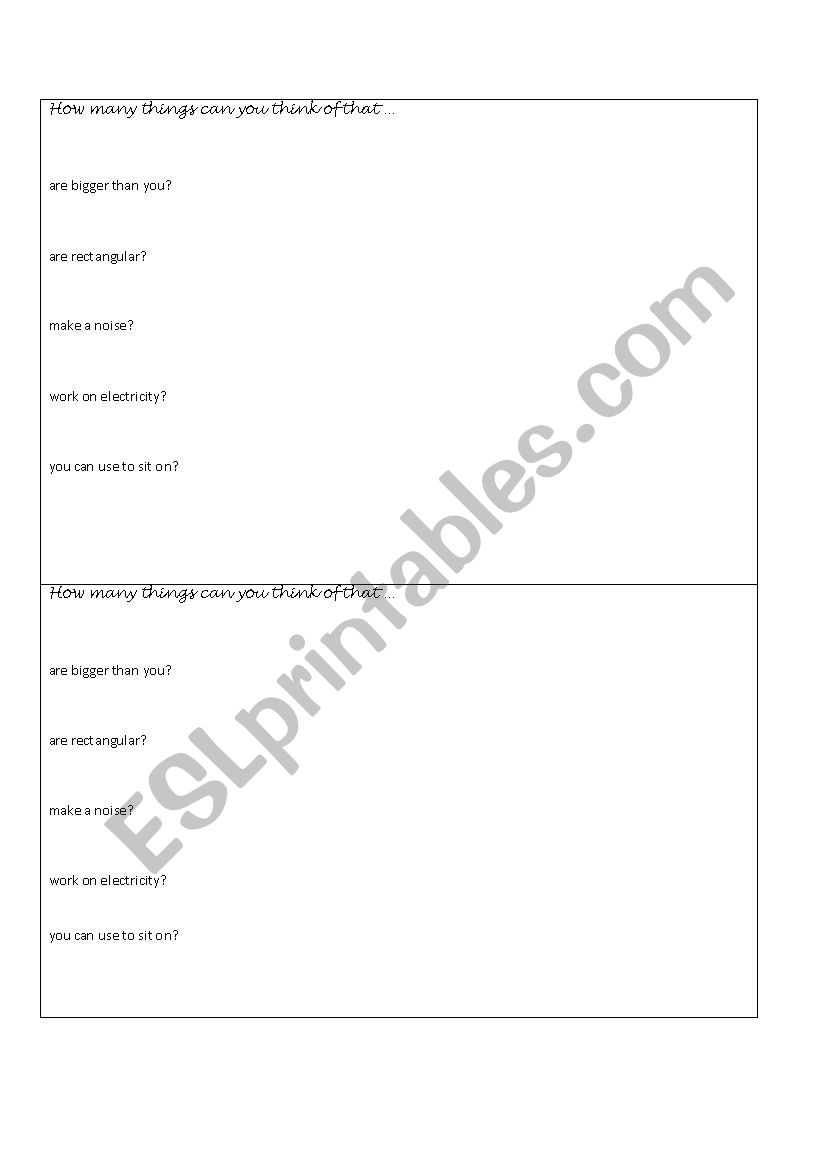 Warm up worksheet