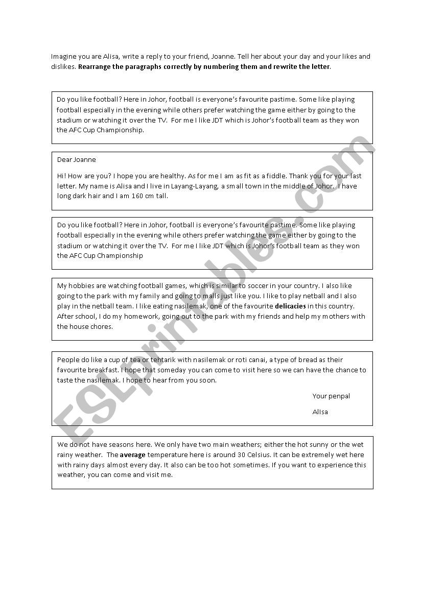 Letter worksheet