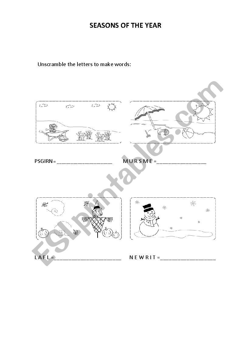 SEASONS OF THE YEAR worksheet