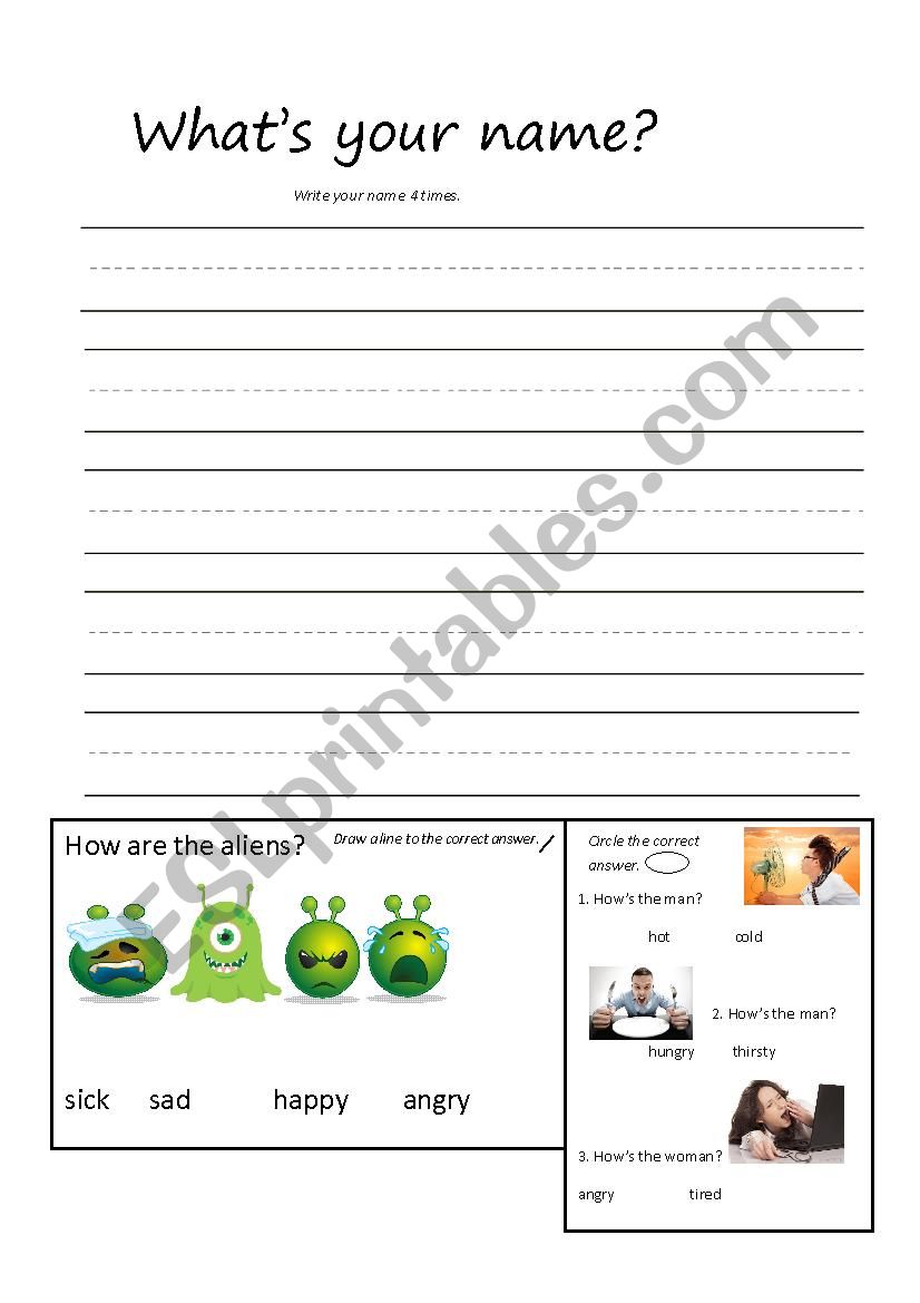 Writing name practice worksheet