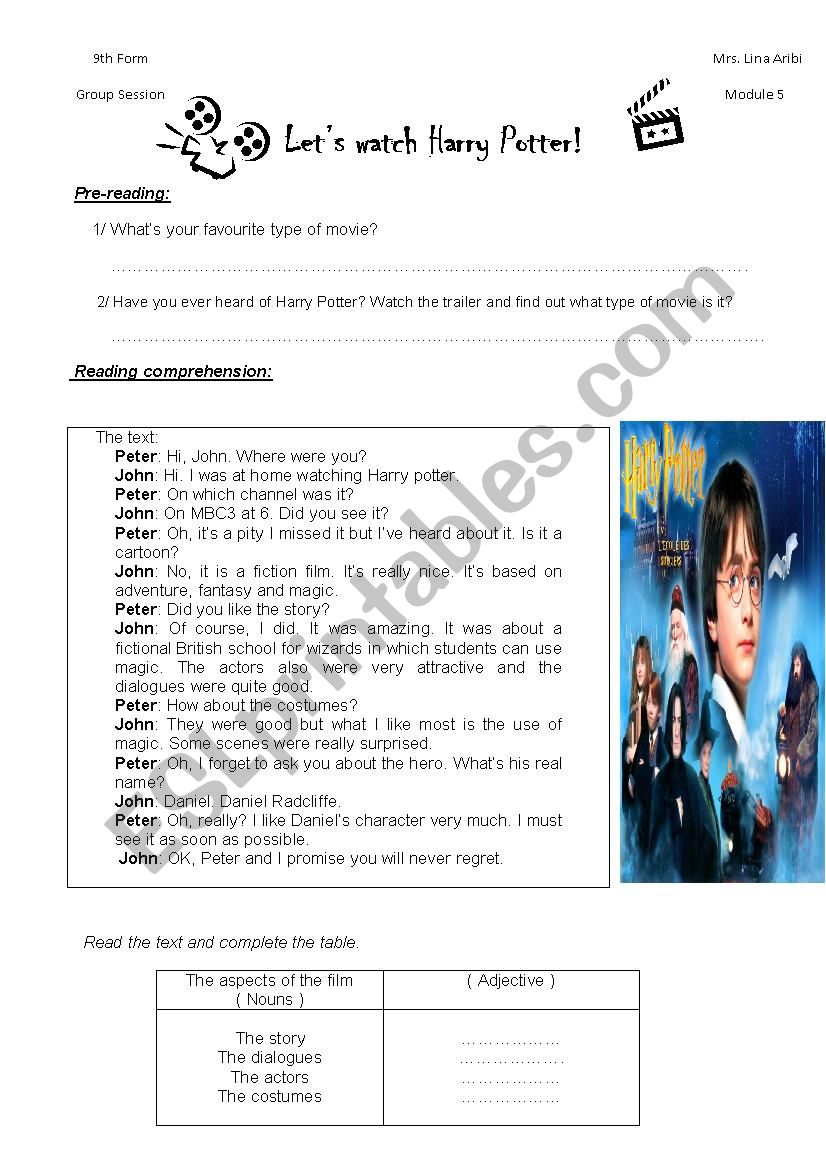 Let´s Watch Harry Potter Esl Worksheet By Linaaaa 4835